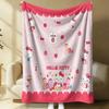 Sanrio Hello Kitty Plush Flannel Blanket Lightweight Throw Pink Gingham Apple Blanket Bed Sofa Cover School Office Nap Shawl