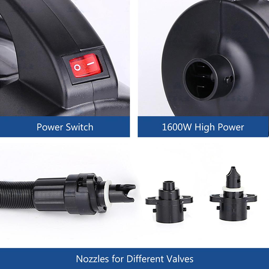 1600W Electric Pump Portable Electric Mattress Pump for Pool Raft Bed Boat