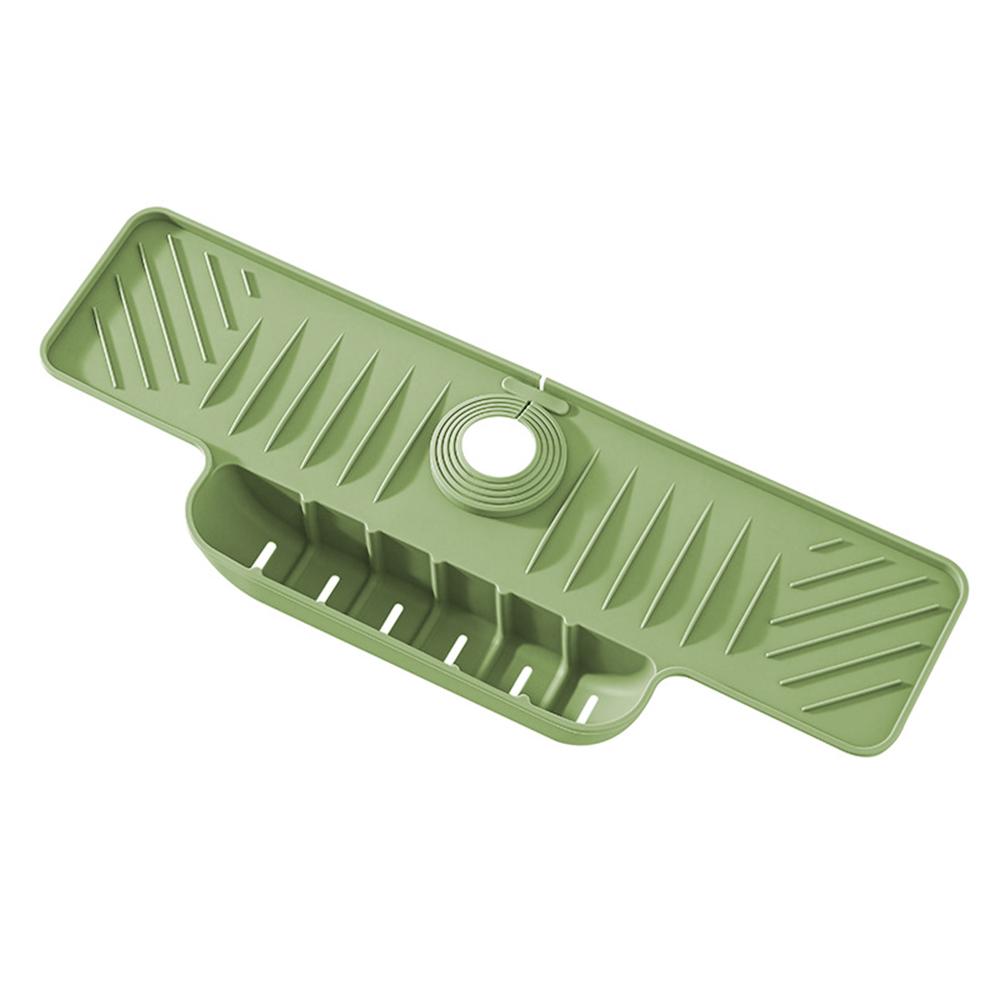 Silicone Faucet Splash Guard Mat Faucet Sink Drying Mat Dish Sponge Holder for Home Kitchen