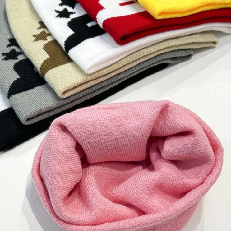 Women Knit Beanie Hats Warm Ear Protector Hat Teens Jacquard Star Handmade Hat