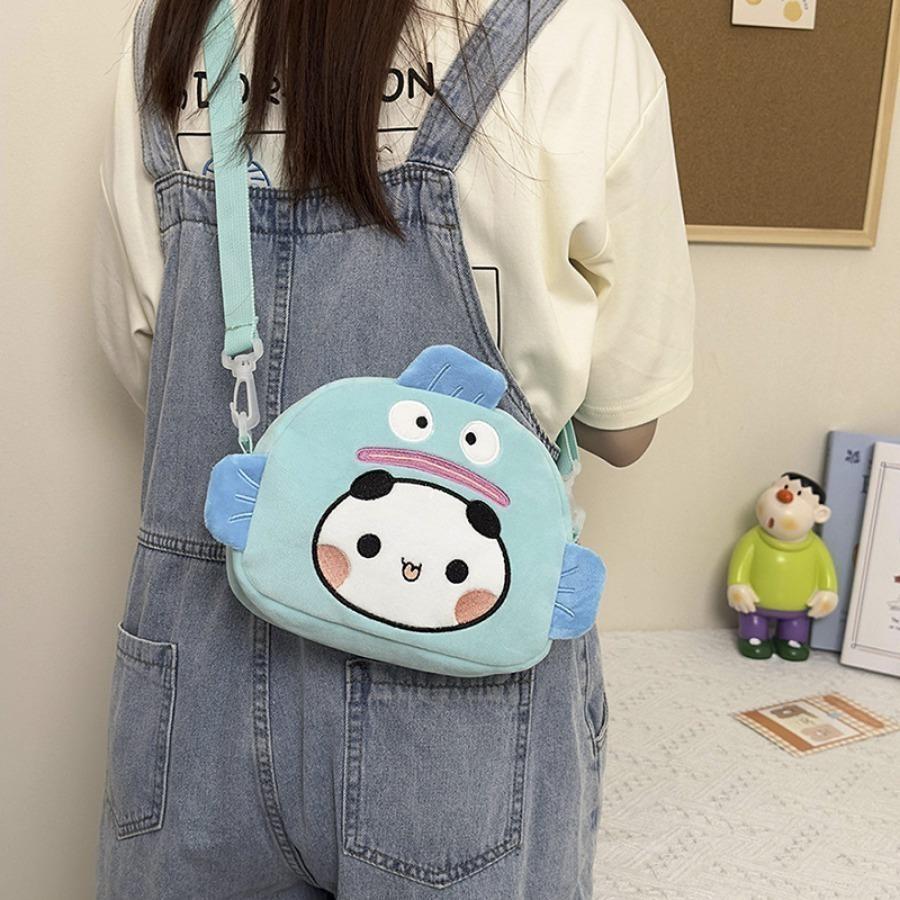 Zaino di Peluche Kawaii Bubu Dudu Borsa Portamonete Orso Panda Yier Borsa a Spalla Forma di Pesce Brutto Peluche Morbidi per Fidanzata