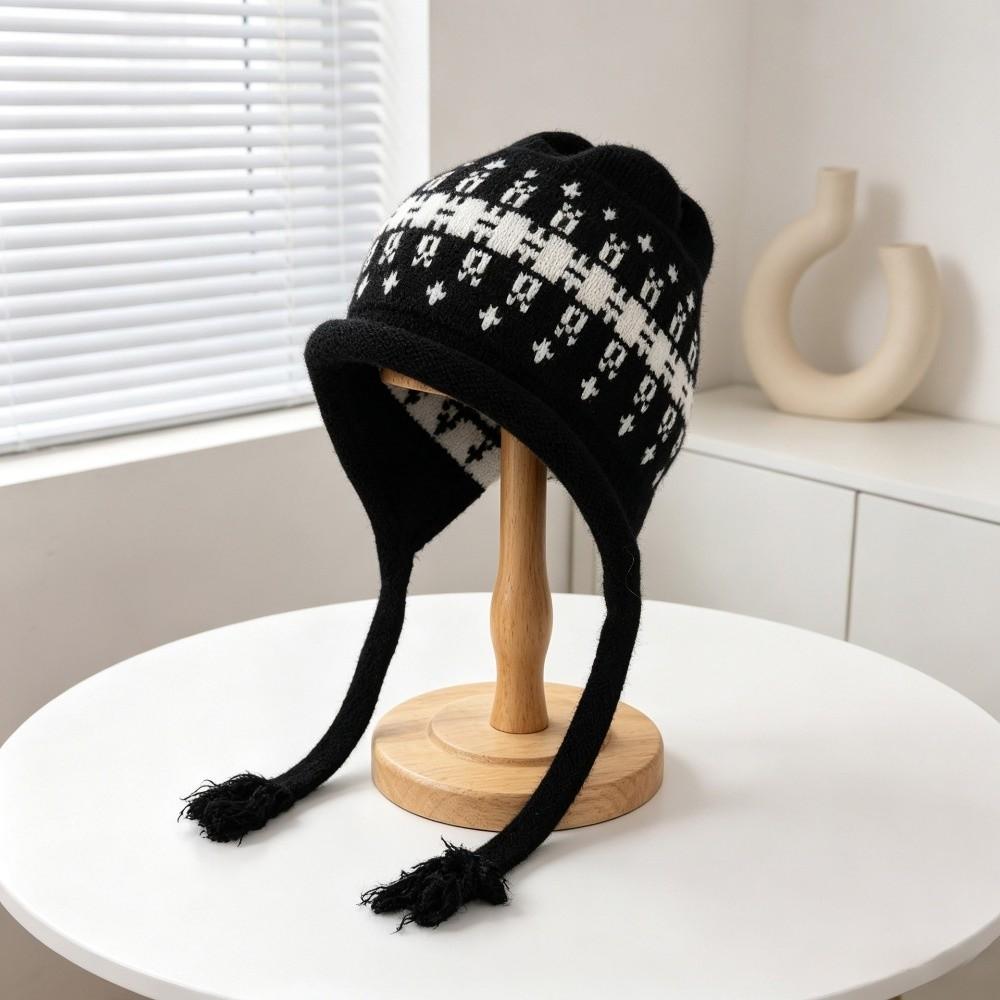 Tassel Tie Knit Hat Warm Knit Women Beanie New Knit Cap Outdoor