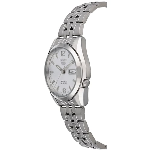 SEIKO 5 [Authentic] Overseas Seiko Five Automatic Watch, See-Through Back, Silver Dial, Metal Band, SNK385KC, Men's