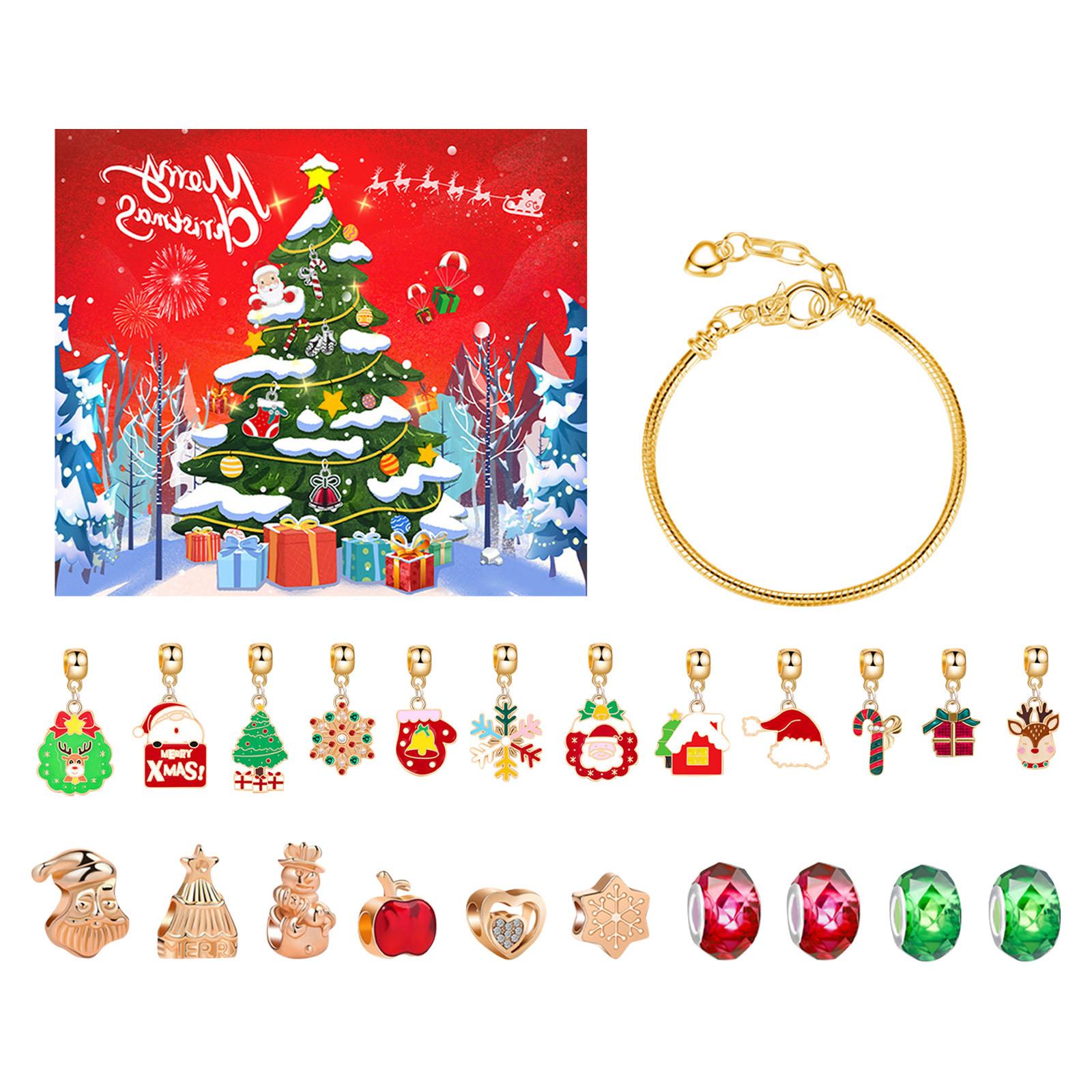 

Рождественский адвент-календарь 2024, подарки, набор для самостоятельного изготовления браслетов для детей и взрослых, 24-дневный рождественский календарь обратного отсчета, ювелирные подарки