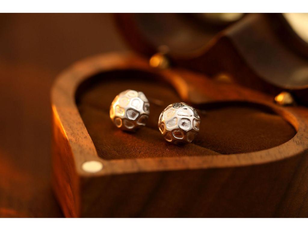Banyan Tree Gold-Plated Silver Hammered Texture Round Earrings for Women: High-End Autumn/Winter Fashion.