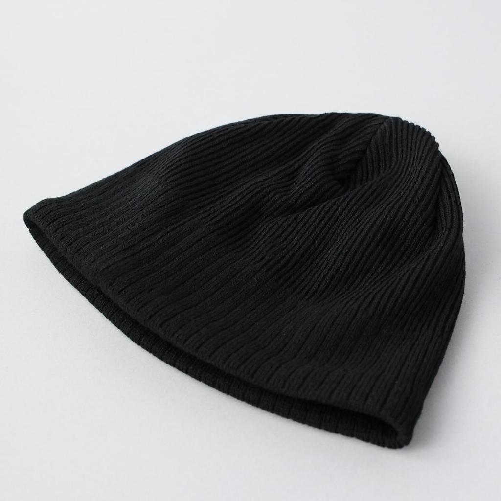 Avirex Knit Cap Size 028 Men's Fleece-Lined Single-Breasted Beanie, Short, Autumn/Winter, Black,