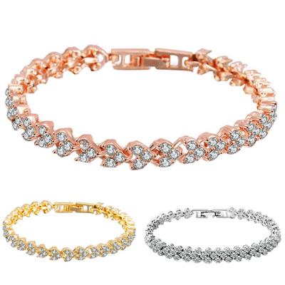 Women Fashion Full Rhinestone Inlaid Bracelet Bangle Wedding Party Jewelry Gift