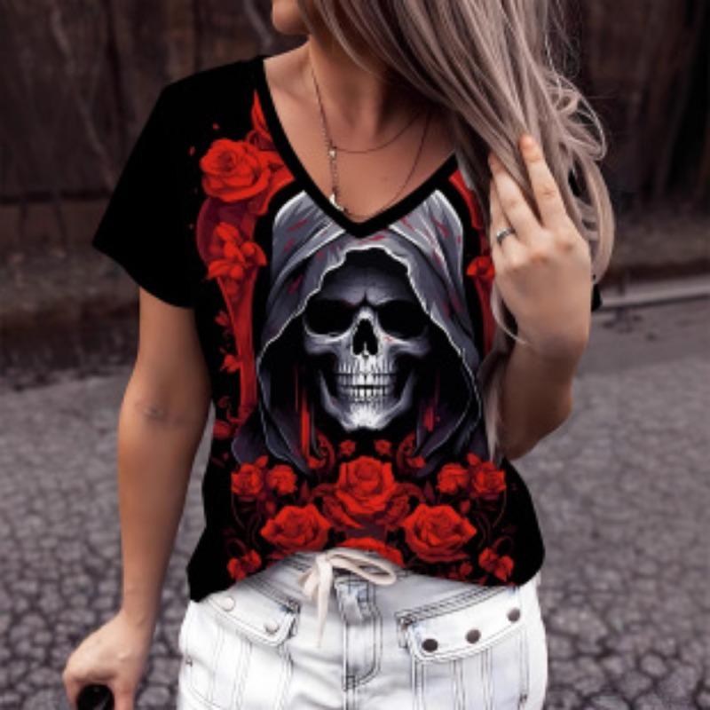 Повседневный топ с V-образным вырезом и коротким рукавом — фото 7