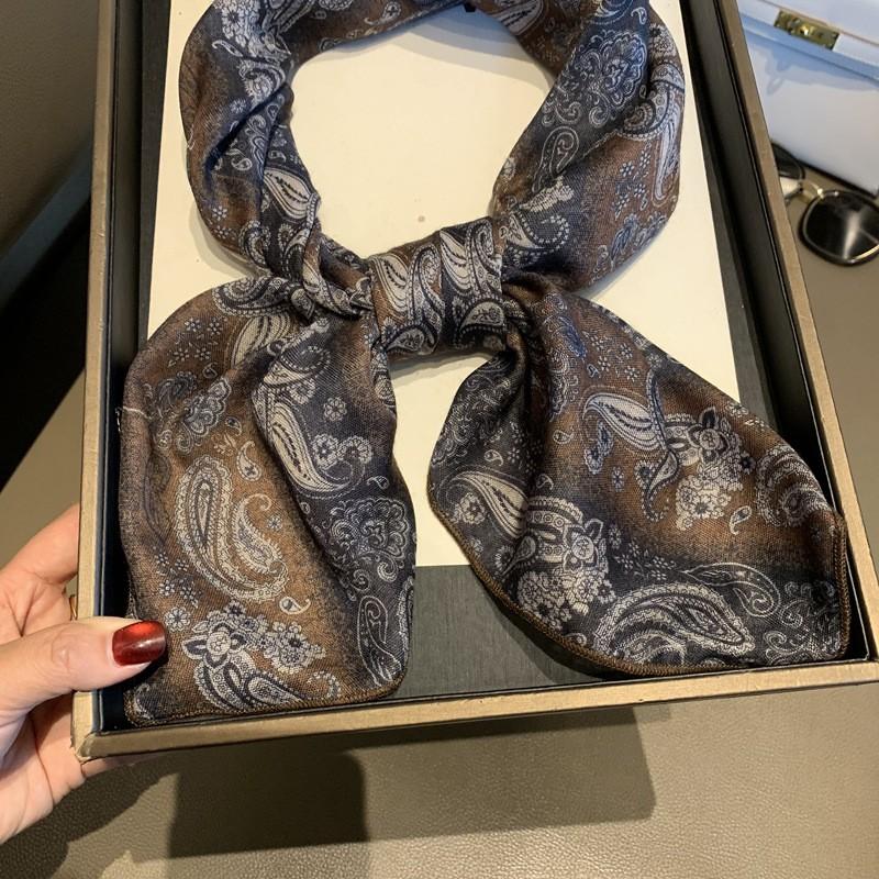 70cm Striped Paisley Square Scarf Women Lightweight Accessory Fashionable Neck Head Wrap