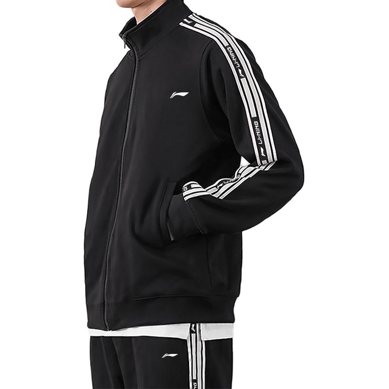 Li Ning Minimalist Loose Stand Collar Sweatshirt And Pants Casual Sports Set Men Sweatshirt and Pants AWEU007-1