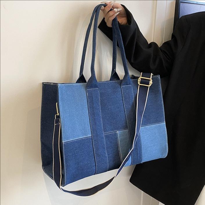 Large Capacity Denim Bag Women's New Shoulder Bag Commuter Tote Bag