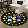 Pac Man Karakters, Retro Gaming Art Stoelmat Ronde Vloerkleed Kantoorvloerkleed, Machine Wasbaar, Antislip, Geschikt voor Woonkamers, Slaapkamers