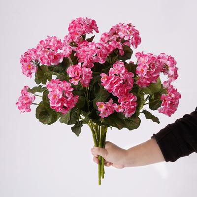 Factory Supply Single Stem Artificial Geranium High Quality White Pink Blooms Cross Border Supply