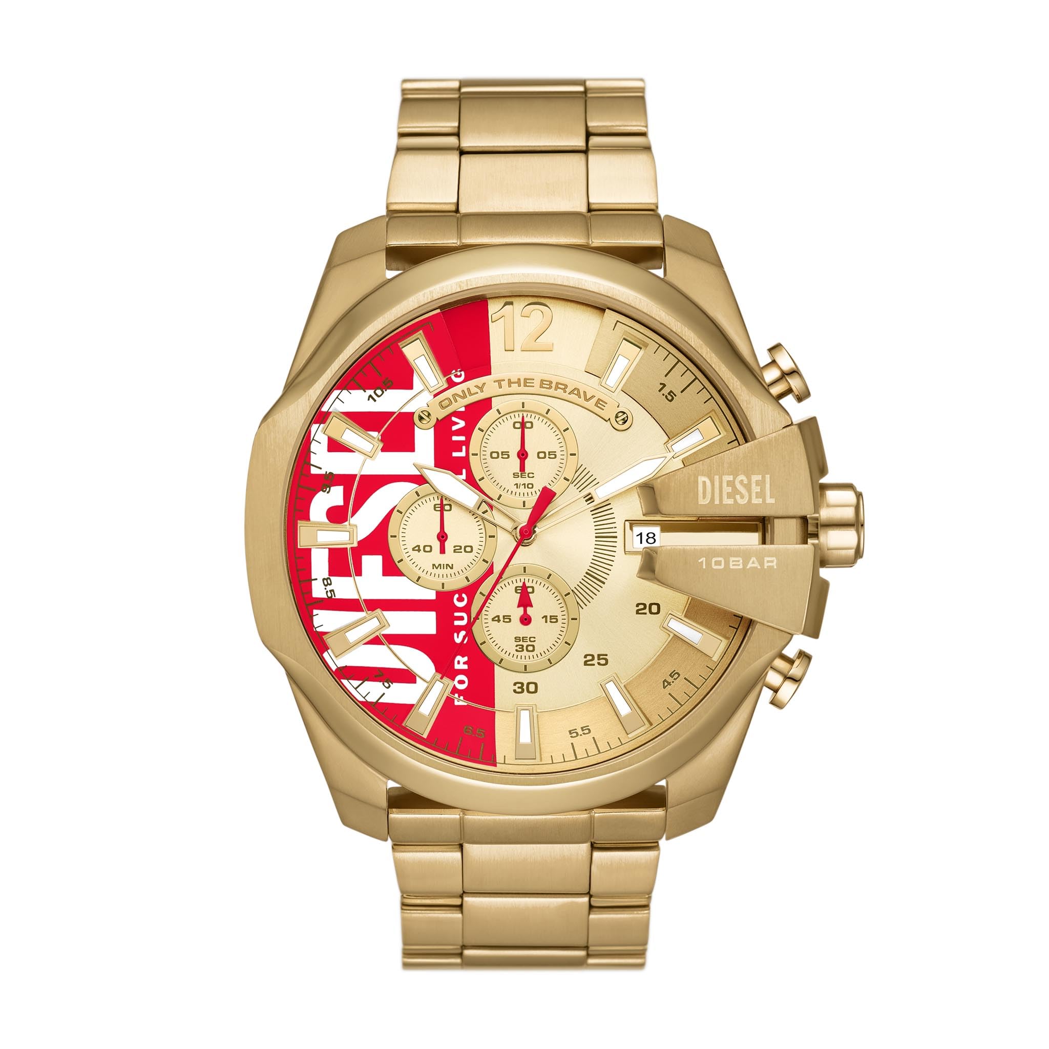 

Diesel Analog Blue Dial Watch with Gold Mega Chief Mega Chief Slim Men s Logo, 51mm, &