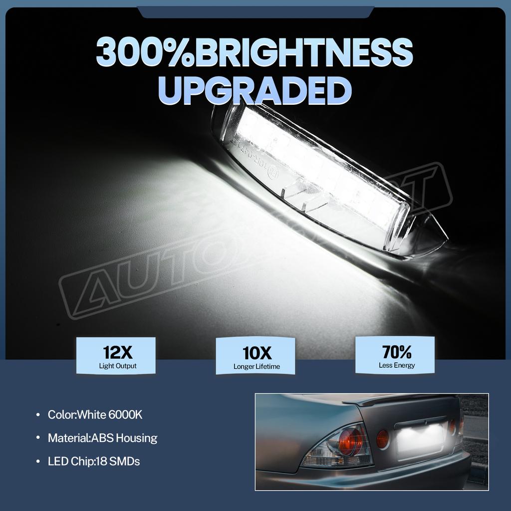 Canbus 12V 18LED Car LED License Number Plate Light Lamp For  Toyota Camry Prius Lexus LS200 GS300 White 6500k Lexus Accessories