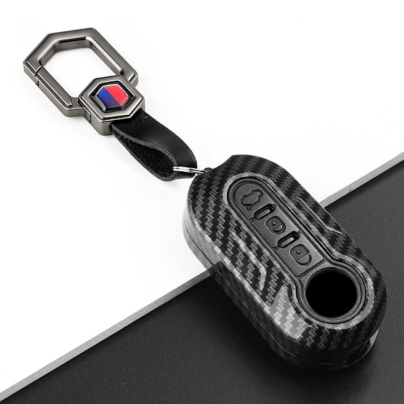 New Abs Carbon Fiber Car Key Cover Case Shell For Fiat 500 Ducato Panda 500L Punto Lancia Musa For Citroen Keychain Accessories