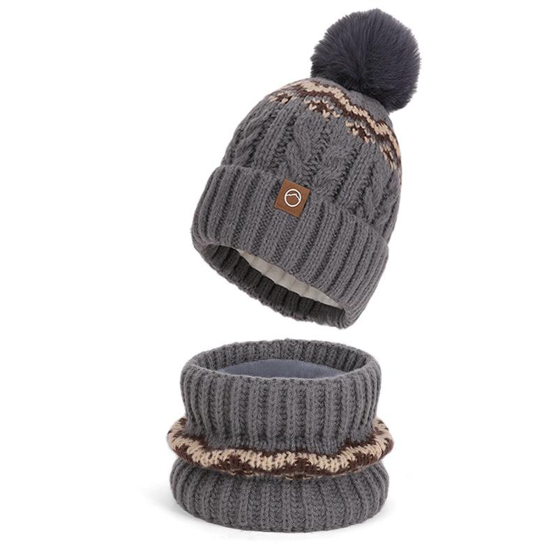 Winter hat, scarf, gloves, three-piece set, outdoor cold-proof and warm pullover hat, fleece ear protector, knitted wool hat for women