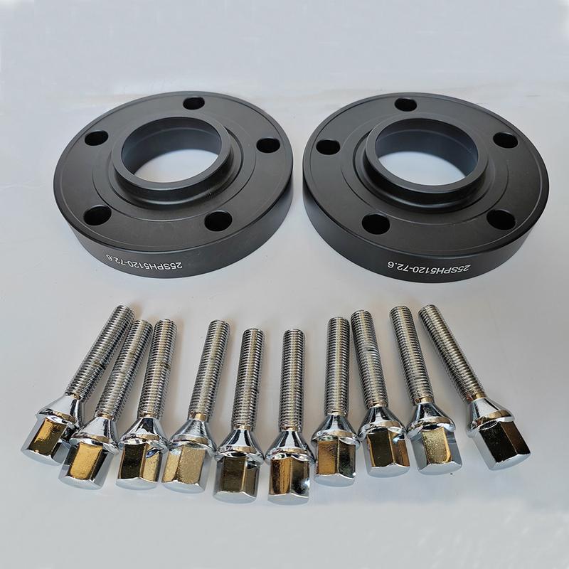 25mm 5x120 Car Wheel Spacers 72.6mm Centric Wheel Gasket Flange +Lug Nut Wheel Spacer For BMW E90 M1 M3 M6 E36 E65 Silver 55mmM12x1.5