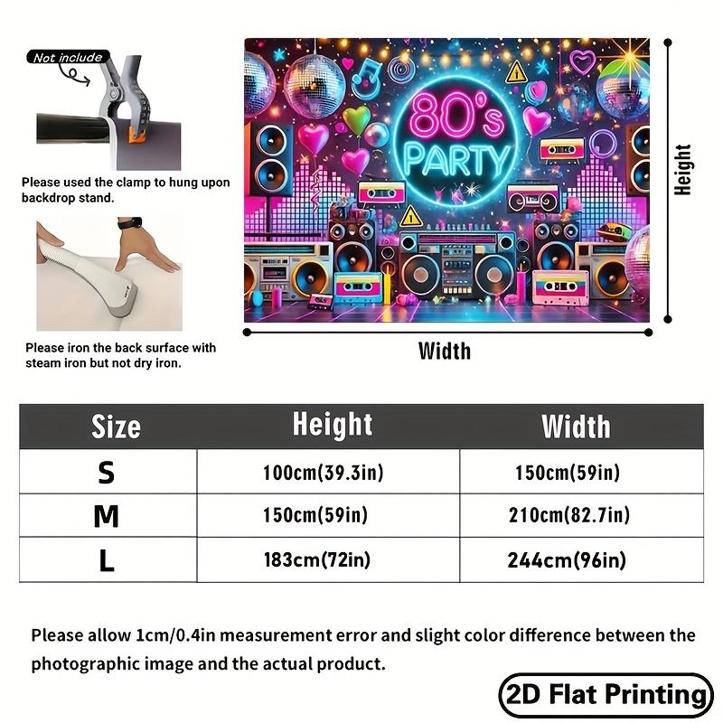2D Türbanner 1 Stück Retro 80er Jahre Party Leinwand Neon Discokugel und Kassette Design Partydekoration