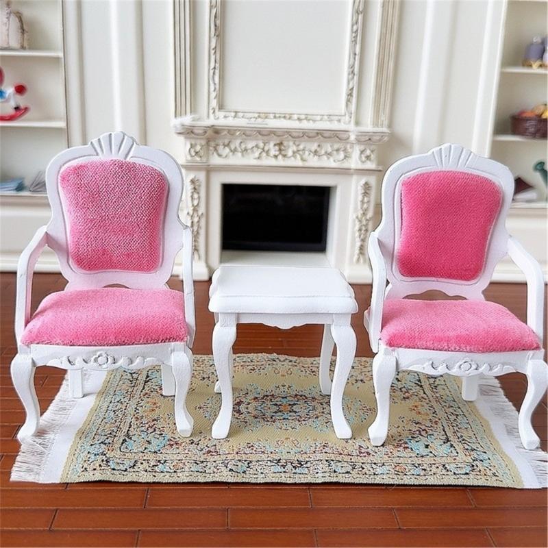1/12 Doll House Miniature Furniture Model Armchair Table For Parent Kids Interactive Pretend Play Craft Model Scene Props