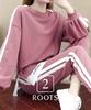 Second Roots Sweatsuit Layered Style with Side Comfortable and Long Sleeve Solid No Sporty Top and Bottom Light 2-Piece Set, Stripes, Loungewear,