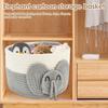 Elephants Cotton Rope Storage Basket Cute Baby Laundry Basket Versatile Safe Cotton Rope Toy Storage Basket for Home
