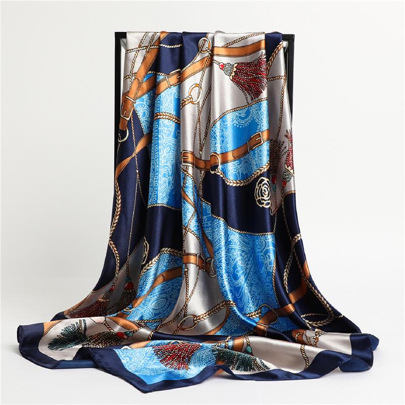 Color Block Silk Square Scarf - Versatile Women's Accessory for All Seasons, Perfect for Neckwear and Sun Protection