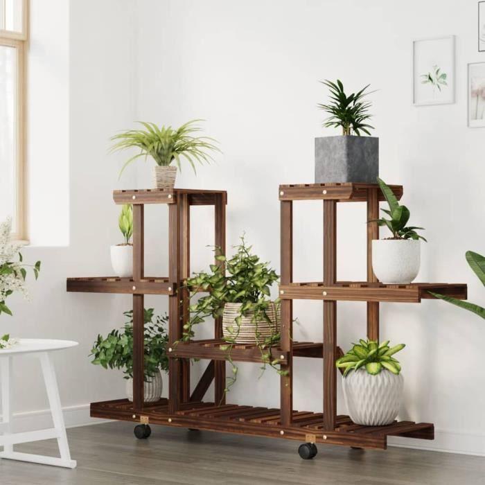 VidaXL Support à fleurs avec roues 110x25x78 cm bois massif de sapin 362855