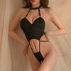 One Pieces Bra Thongs With Body Suits Erotic Crotchless Lingerie Women Hollow Bodysuits Sexy Costumes Deep V Neck Underwear Sets