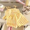 Thin Girls Kids Sling Shorts Set Bow Waistcoat Skirts Fashion Vest Skirt  Summer