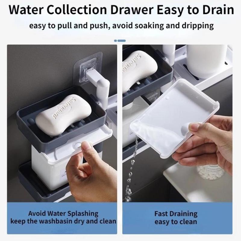 Rotating Wall Hanging Soap Rack Thickened Self Draining Soap Holder for Bathroom Shower Organization