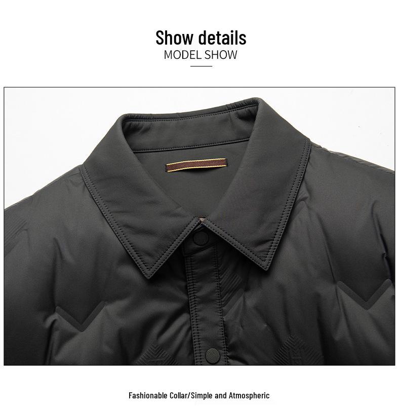 Men's Winter Lightweight Down Jacket - Middle-aged Lapel Business Casual Outerwear, Dad Style Trendy