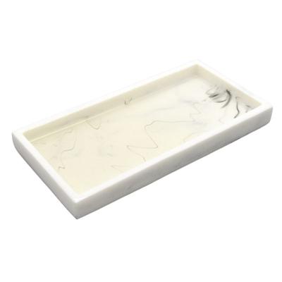 AEE4-Marble Pattern Resin Tray Non Slip Rectangular Plate Countertop Bathroom Soap Shampoo Storage Tray Home Decor