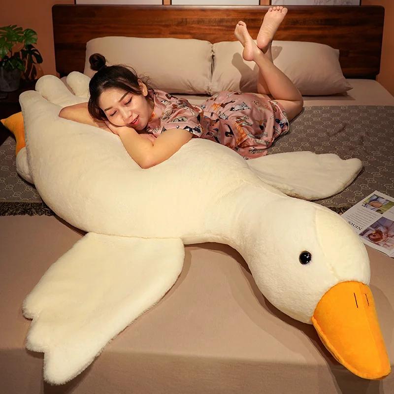50-160cm Giant Long Plush White Goose Toy Stuffed Animal Big Wings Duck Hug Massage Throw Pillow Boyfriend Cushion for Girl