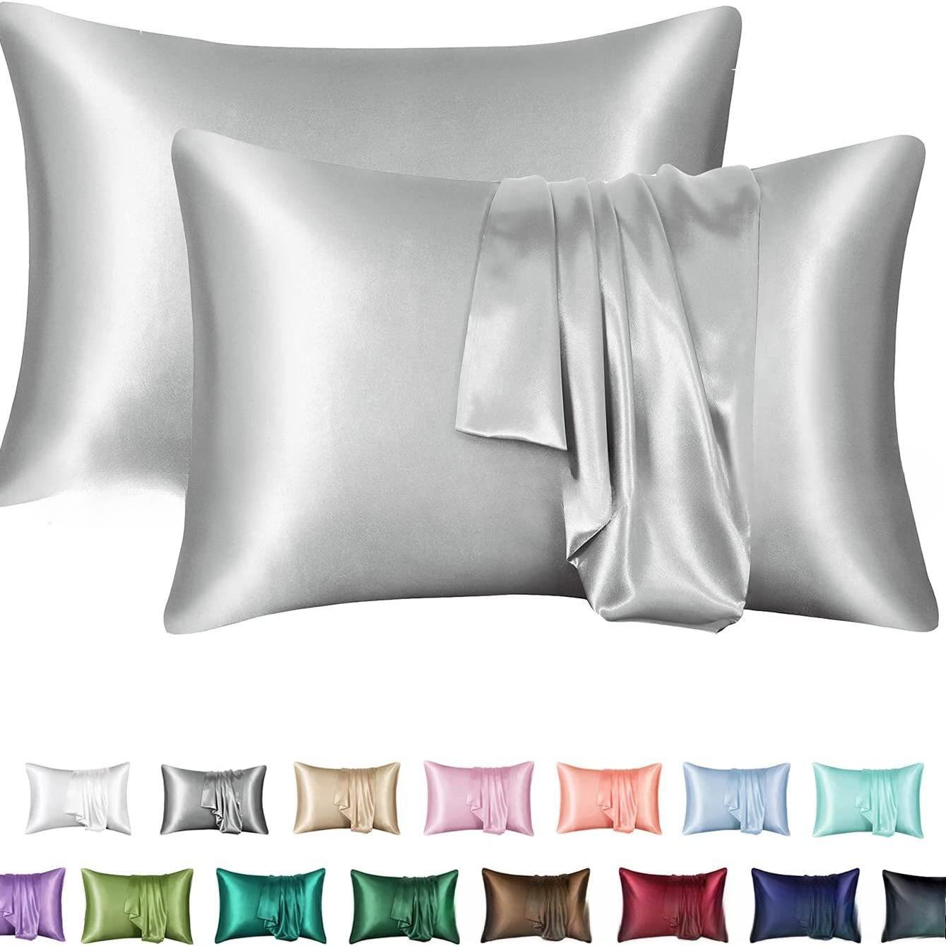 

2 шт. атласної наволочки, м’яка та гладка текстура, атласні одноколірні наволочки-конверти, зменшують ламкість волосся, запобігають зморшкам 51*76cm світло-сірого кольору