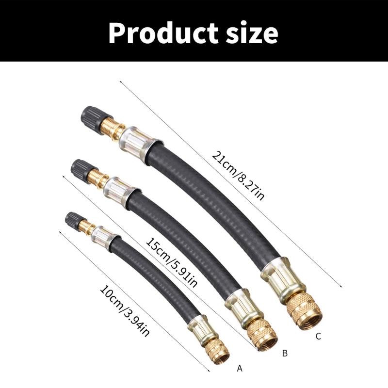 Rubber Tire Valves Extension Vehicle Tire Valves Extension Adapter 3 Length for Convenient Use on Car Motorcycles Bikes