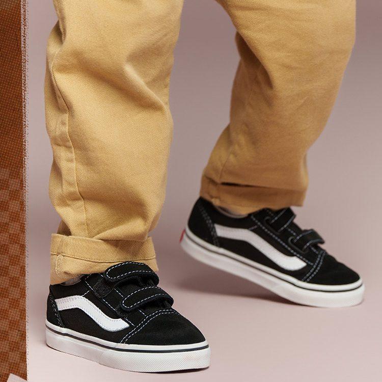Vans Ward Low top Kids' Skateboarding Shoes Black White Children Aged 3 7 Years Old VN000VHE6BT