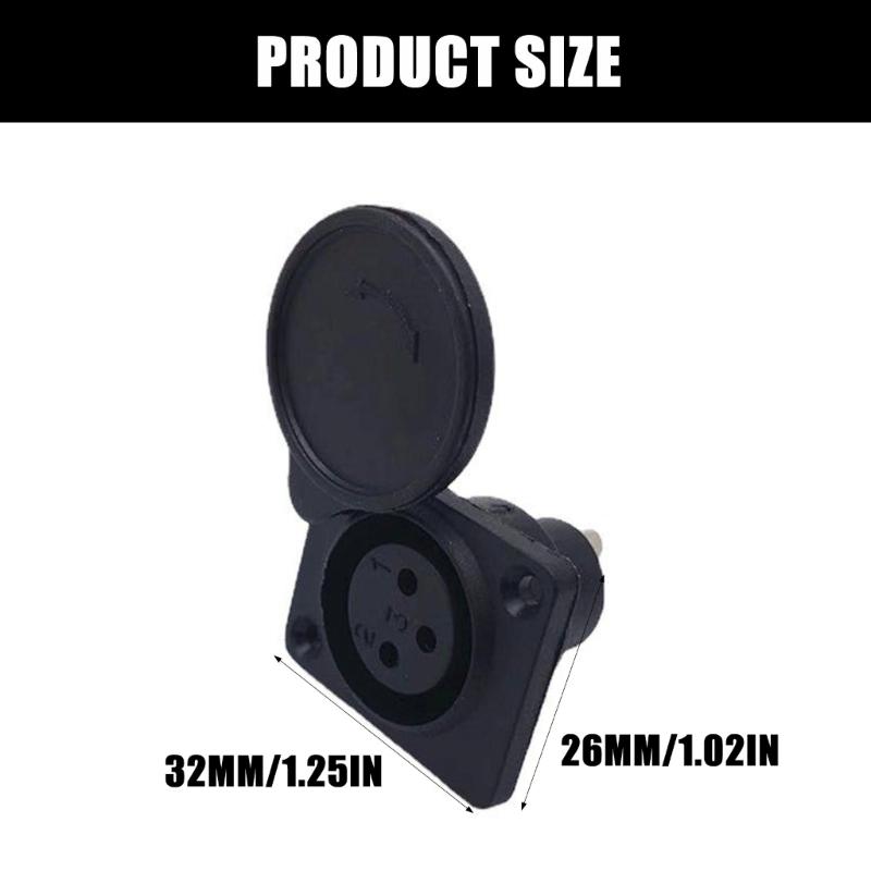 Female Plug Socket Mobility Scooter Panel Mount Port with Protective Cover Easy Installation Replacement Accessories
