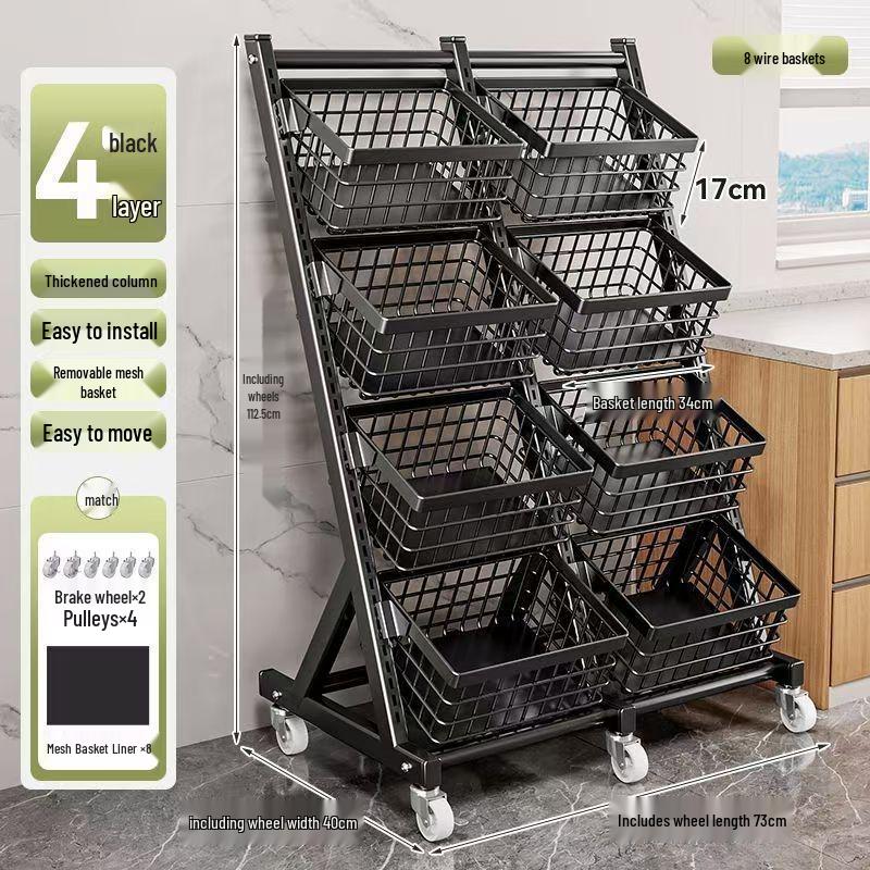 Multifunctional Storage Rack: Kitchen Vegetable, Snack, and Fruit Basket with Multi-layered, Partitioned Design for Living Room or Bedroom.