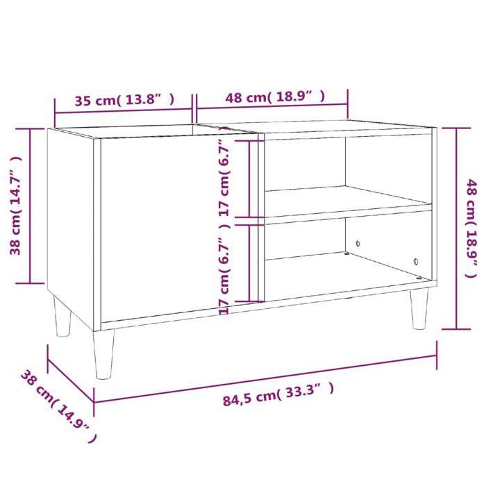 VidaXL Record Cabinet, Side Cabinet with Storage, Furniture for Turntable, Living Room Buffet, Modern, Smoked Oak 831954