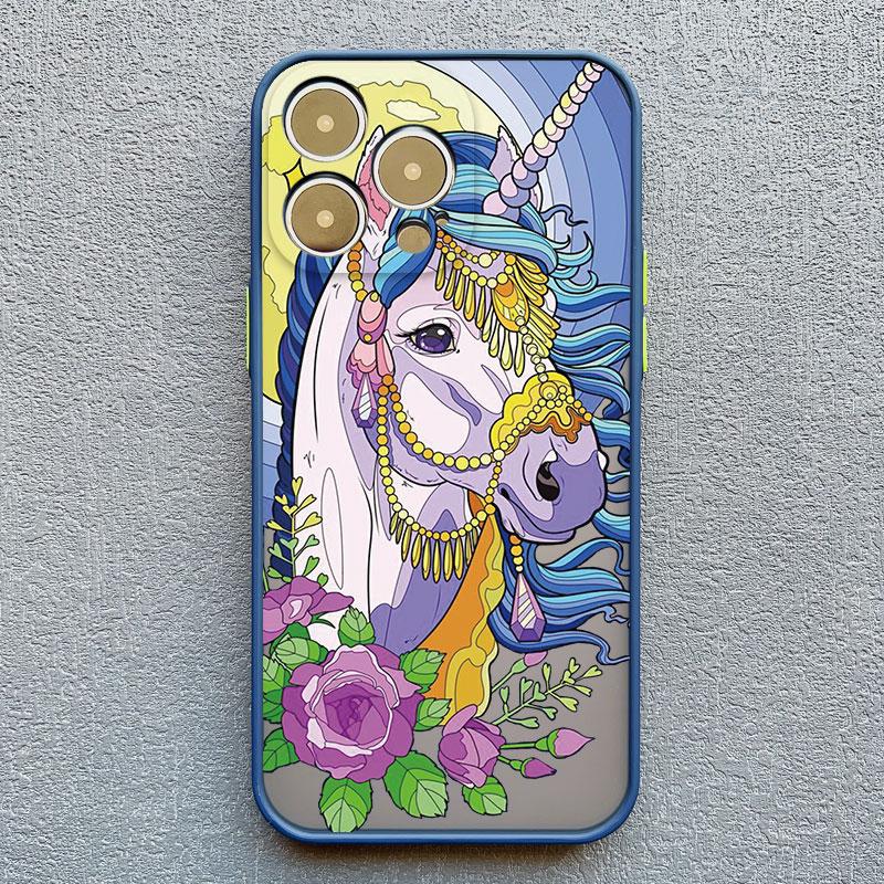 Cartoon Unicorn Phone Case For iPhone 12 13 Pro Max Mini XR XS X 8 7 Plus Back Cover For iPhone 11 14 Pro Max Shockproof Shells