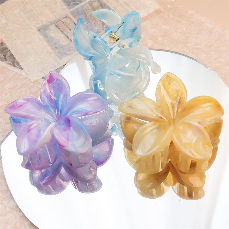 Pince à cheveux en forme de fleur Résine Texture marbre Couleur dégradée pour Mariages et Fêtes Usage quotidien Accessoires pour cheveux