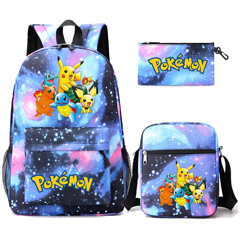 Backpack Teen Student School Bag Three-piece Pencil Case Crossbody Bag