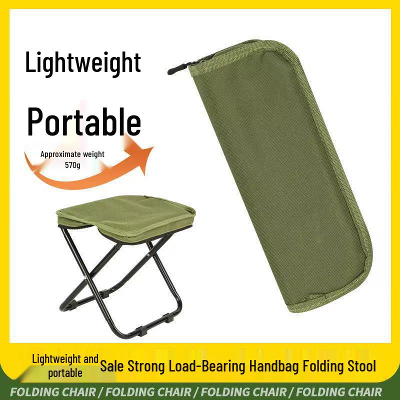 Portable Mini Lightweight Folding Chair with Pencil Bag - Outdoor, Camping, Queueing, and Street Stall Use
