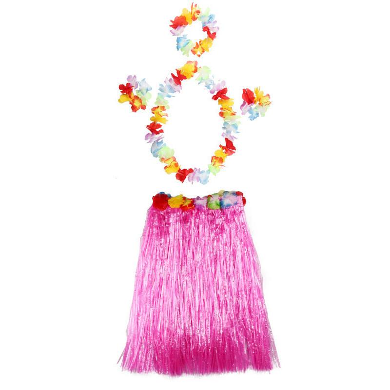 Auffälliger hawaiianischer Hula-Tanz-Grasrock für Erwachsene mit farbenfrohen floralen Akzenten