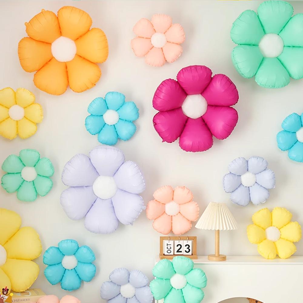 Candy Color Sunflower Daisy Flower Matte Modeling Aluminum Film Balloon Children'S Photo Year-Old Scene Decoration