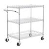 Kitchen Utility Cart, 3 Tiers, Wire Rolling Cart with 661LBS Capacity, Steel Service Cart On Wheels, Metal Storage Trolley with 80mm Deep Basket