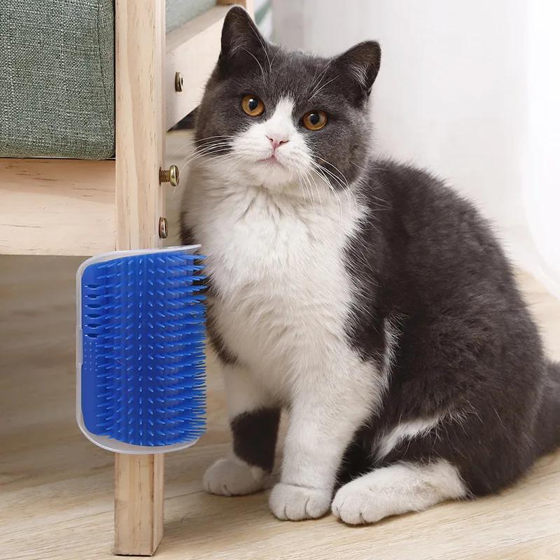 Cat Scratcher Massage Comb - Corner Scratching Brush with Catnip, Pet Deshedding Comb for Hair Removal, Grooming