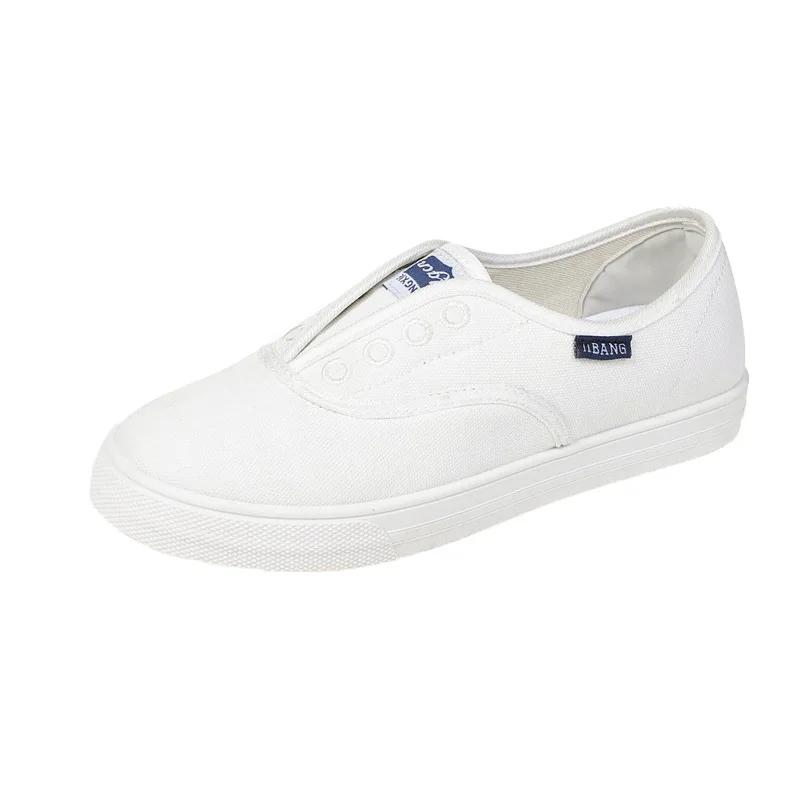 Mode Damen Canvas Weiße Schuhe Chaussures Flats Sneakers Jugend Mädchen Neu All Match Atmungsaktiv Slip-on Slipper