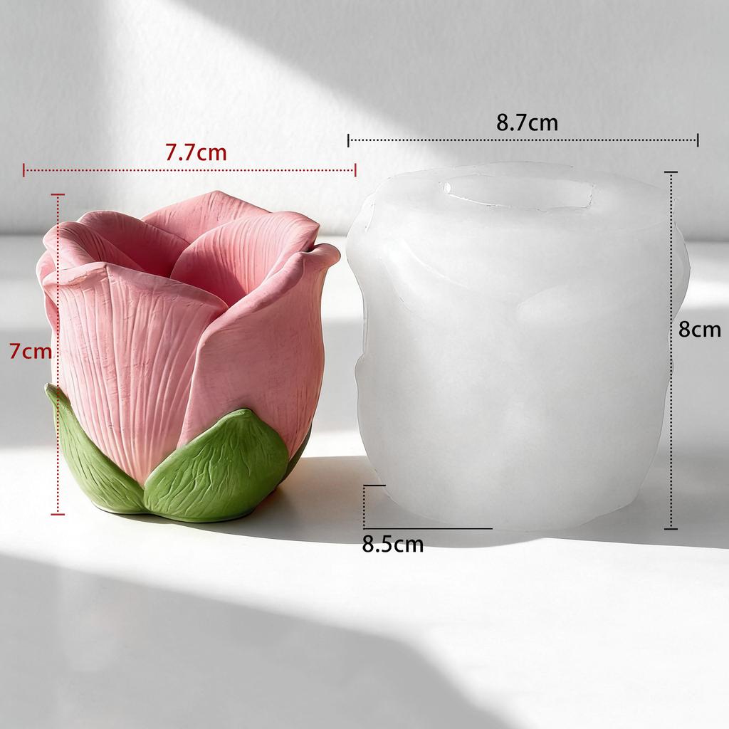 Silicone Mold Flower Shape White Diy Candle Holder Mold Rose Flower Cup Mold Silicone For Home Decor Aromatherapy Decoration